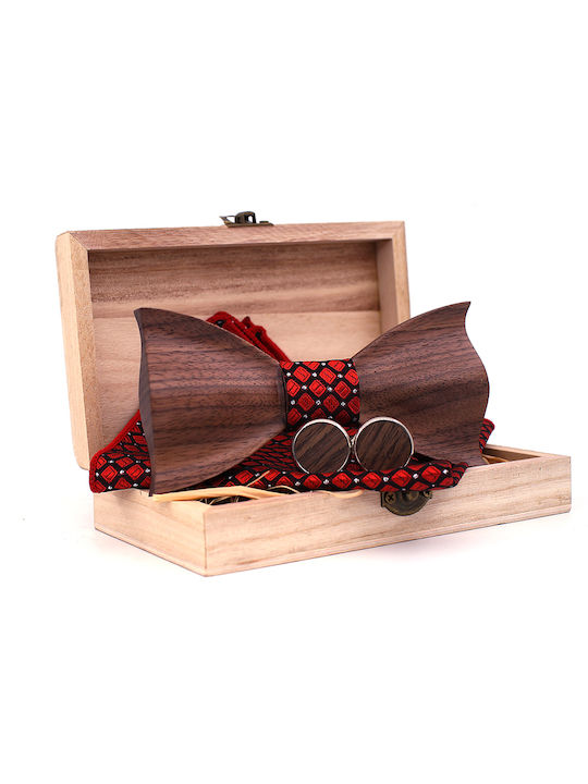 Legend Accessories Wooden Bow Tie Set with Cuff...