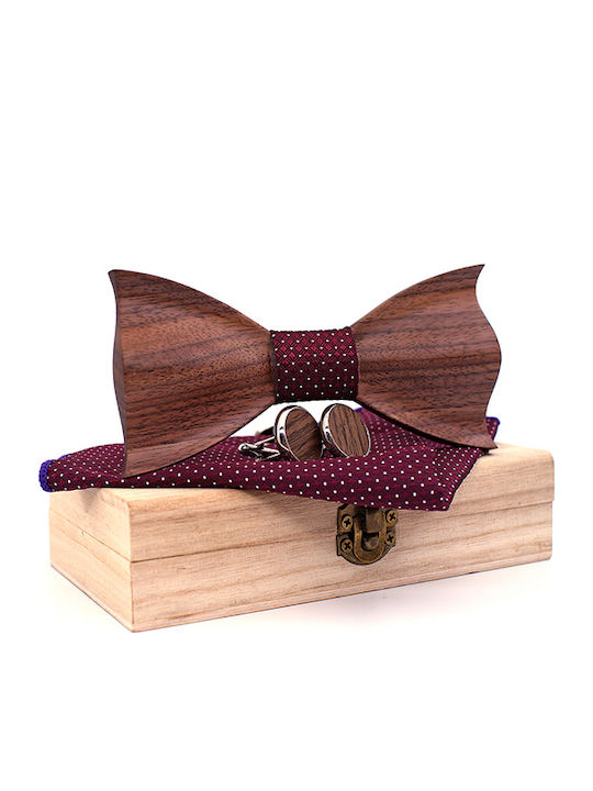 Legend Accessories Wooden Bow Tie Set with Cuff...