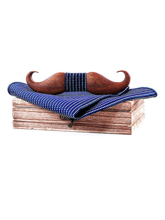 Legend Accessories Wooden Bow Tie Set with Cufflinks and Pochette Blue