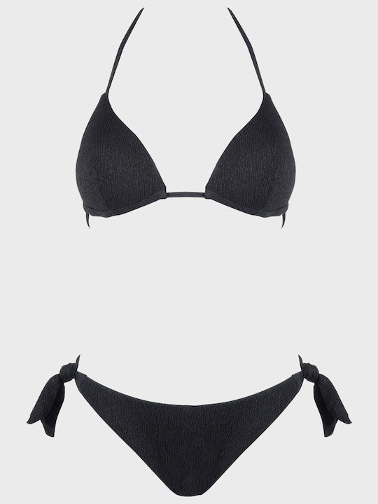 G Secret Padded Bikini Set Triangle Top & Slip Bottom Black