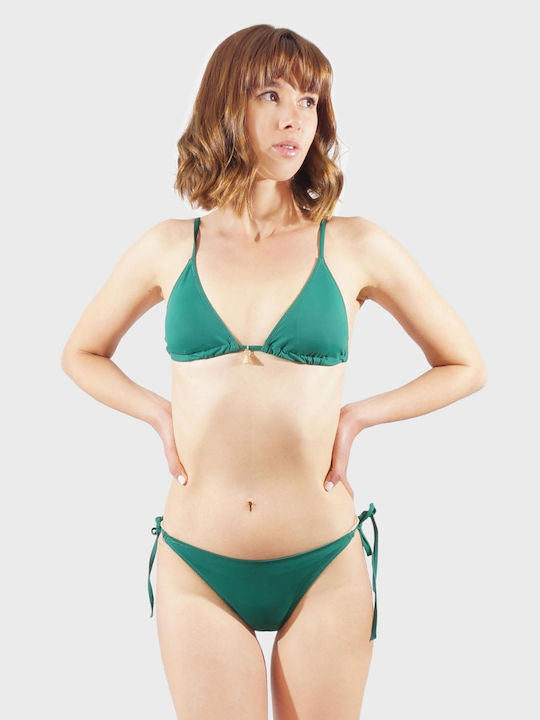 G Secret Bikini Set Triangle Top & Slip Bottom with Laces Green