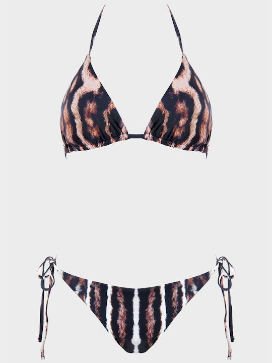 G Secret Set Bikini Τριγωνάκι & Brazil Animal Print Μαύρο