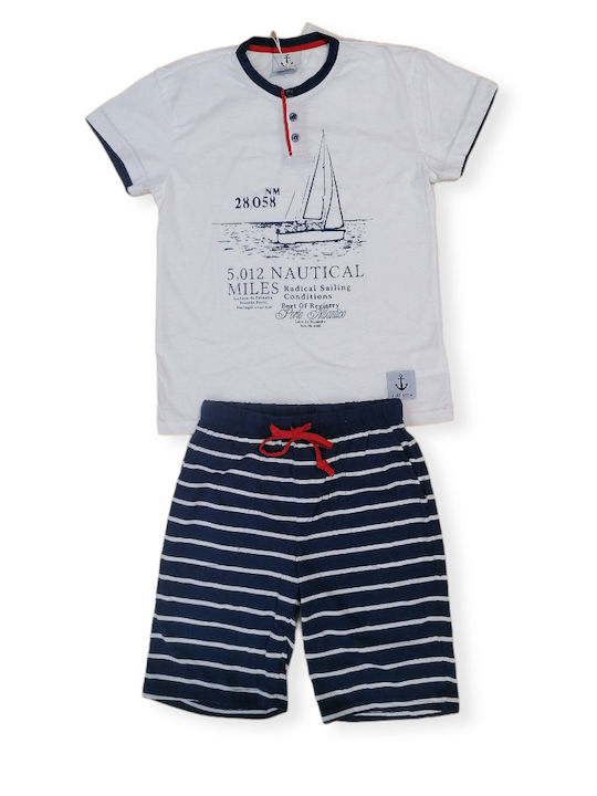 Noidinotte Set Top & Bottom Kids Summer Pyjamas White