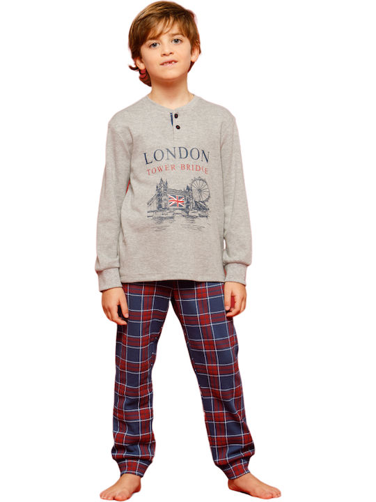 Noidinotte Kinder Schlafanzug Winterlich Baumwoll Gray