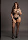 Le Désir Contrast Plus Size Ολόσωμο Καλσόν Διχτυωτό Μαύρο