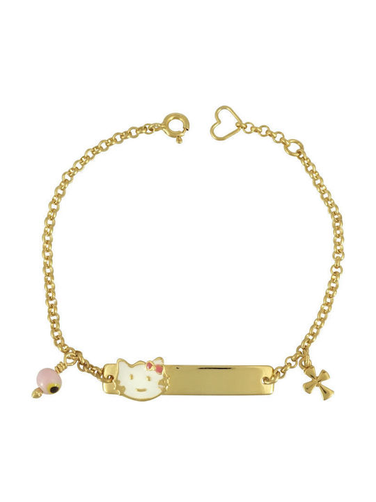 Kiriakos Gofas Kids Bracelet ID from Gold-plated Silver with Stones