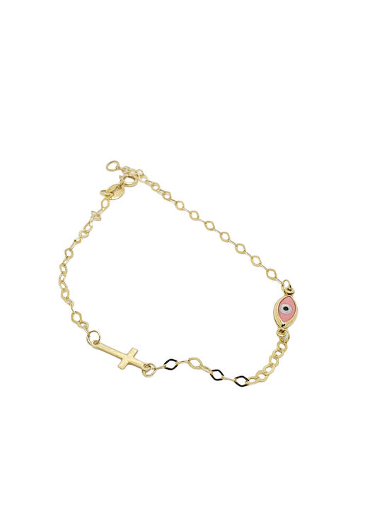 Mentzos Kids Bracelet Chain from Gold 9K with Σταυρό