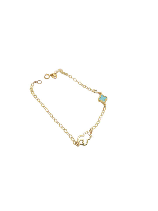 Mentzos Kids Gold Chain Bracelet 9K with Cross for Girl