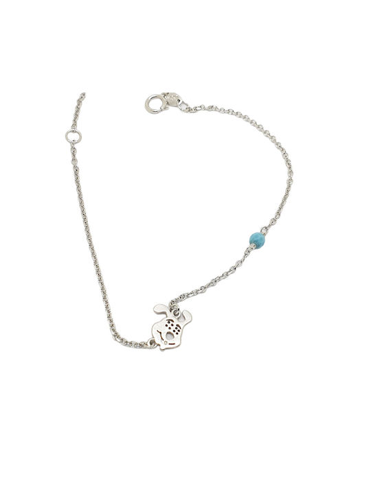 Mentzos Kids Bracelet Chain from White Gold 9K with Evil Eye