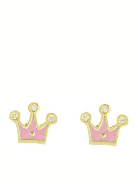 Paraxenies Gold Plated Silver Studs Kids Earrings Crowns