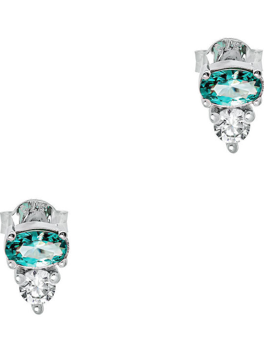 Kiriakos Gofas Kids Earrings Studs with Stones from White Gold 9K
