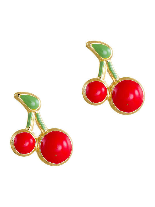 Papoulidis Jewellery Καρφωτά Φρούτα από Χρυσό 14K