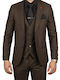 Dezign Men's Suit with Vest Slim Fit Brown