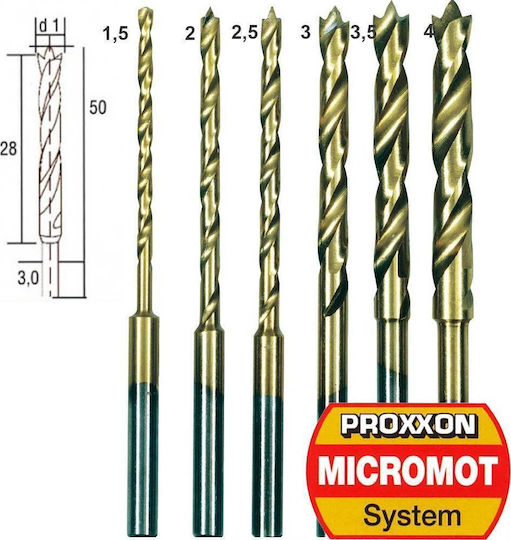 Proxxon Комплект 6 Диамантени Свредла HSS с Цилиндрична Опашка за Дървο
