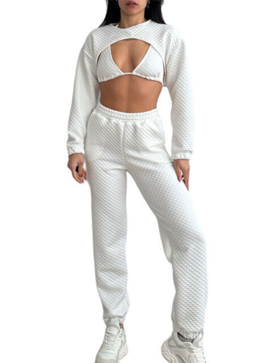 Chica Damen-Sweatpants-Set Weiß