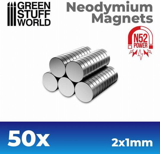 Green Stuff World Neodymium Magnet with Traction Force 0.126kg N35 L2xW2mm 50pcs