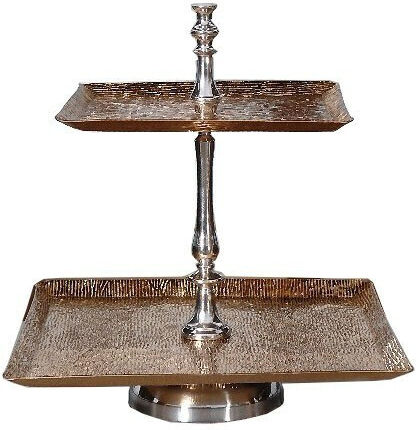 Metallic Dessert Tower Stand with 2 Tiers Gold