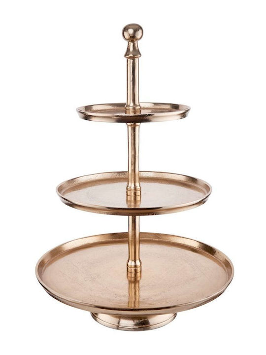 Butlers Metalic Etajeră Auriu Ø66xY70cm L66xl66xH70cm 1buc