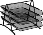 Osco Metallic Filing Tray with 3 Shelves Black