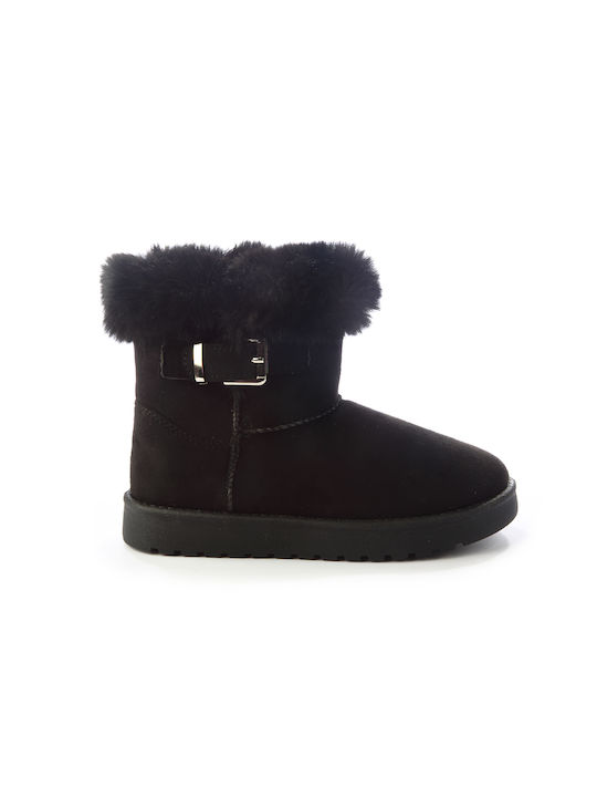 Fshoes Kids Suede Boots with Zipper Black