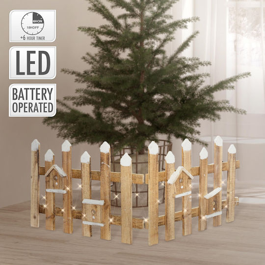 ECD Germany Illuminated Christmas Wooden Figure Fence Brown 39x39x39cm