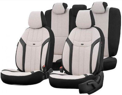 Set Huse Auto 11buc Piele sintetica Bej / Negru