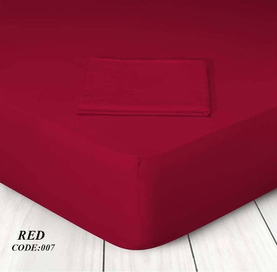 Marwa for Single Bed 100x200+30cm with Elastic Solid color Red