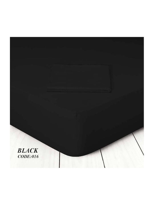 Marwa Sheet King Size with Elastic 180x200+30cm. Solid color Black