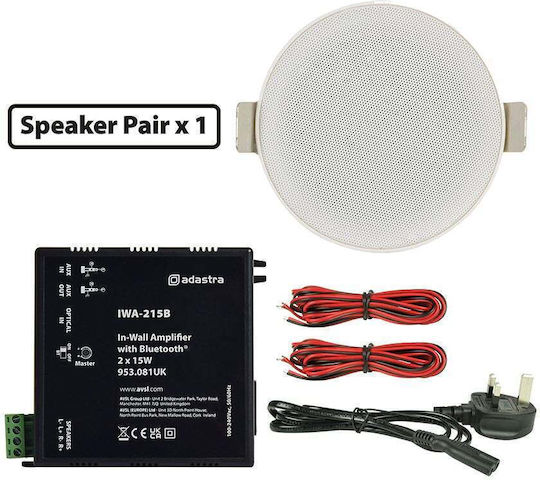 Adastra 2*OD5-W4+IWA230B Πακέτο Background Music με Ενισχυτή BT και 2 Ηχεία Οροφής 5'' Παθητικά Σετ Ηχεία Εγκαταστάσεων με Bluetooth Λευκά 300.156UK