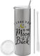 Koupakoupa I love you Glass Thermos Stainless Steel BPA Free 600ml Silver with Straw