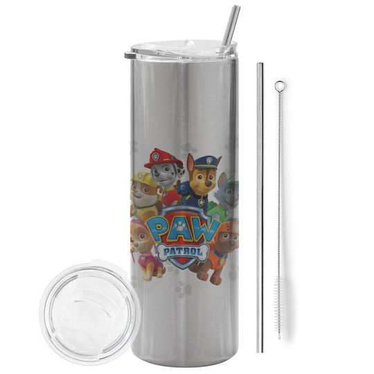 Koupakoupa Eco friendly Glass Thermos Stainless Steel BPA Free 600ml Silver with Straw