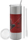 Koupakoupa Eco friendly Glass Thermos Stainless Steel BPA Free 600ml Silver with Straw