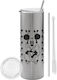 Koupakoupa Mickey Eco friendly Glass Thermos Stainless Steel BPA Free 600ml Silver with Straw