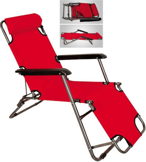1236 Folding Lounger-Armchair Beach Red Waterproof