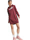 Mini Rochie Sport Mânecă Lungă cu Glugă Burgundy
