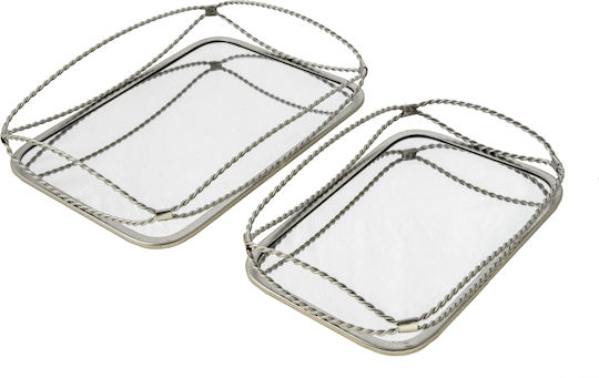 Zen Collection Tavă Decorativă Metal Dreptunghiulară cu oglindă 36x7.5cm 2buc