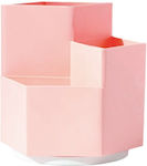 Plastic Desk Organizer in Pink Color 12x12cm.