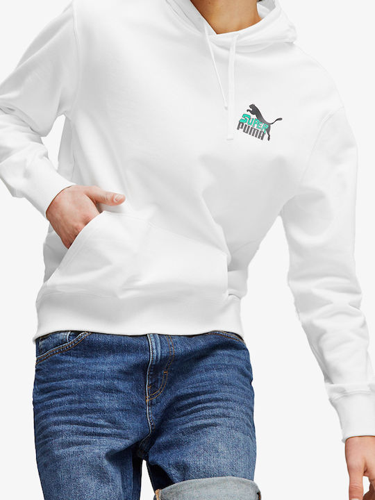 PUMA Classics Φούτερ με Κουκούλα Λευκό