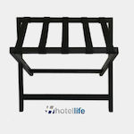 Wooden Foldable Hotel Luggage Rack Black W65xD38xH54cm