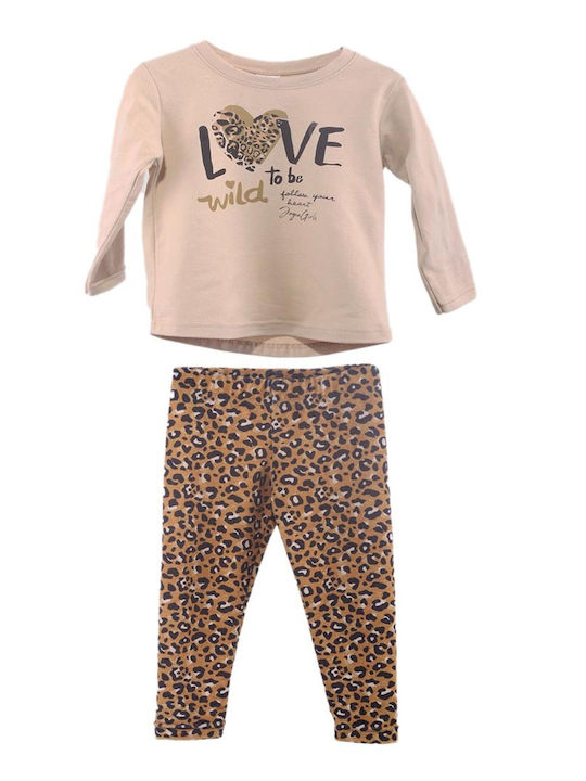 Joyce Kids Set with Leggings Winter 2pcs Beige