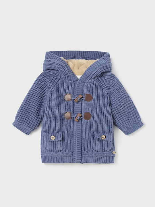 Mayoral Kids Cardigan Cotton with Hood Blue