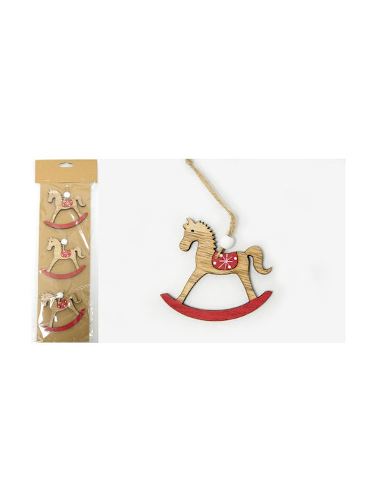 Hängendes Ornament Karussell Hölzern Beige Set 3Stück
