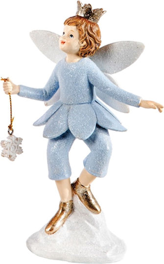 Christmas Plastic Figure Fairy Light Blue Height 17cm