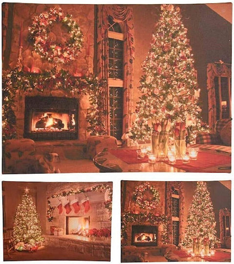 BigBuy Illuminated Christmas Wooden Figure Frame Frame Height 35cm 4pcs
