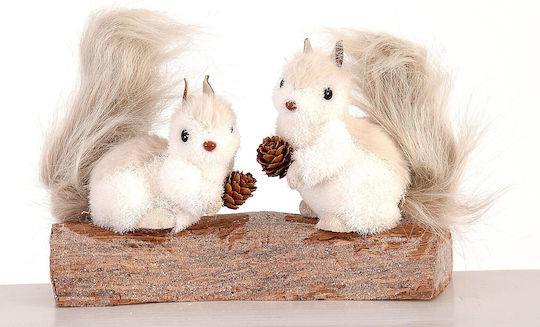 Weihnachtliche Holz Figur Eichhörnchen Weiß Höhe 19cm