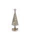 Christmas Decorative Illuminated Glass Tree Cone 29cm Battery Silver