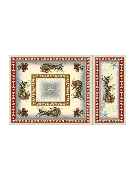 Vassiliadis Bros Estrellas Set Christmas Tablecloths Fabric Beige 4pcs