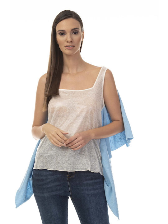 Raffaella Collection Women's Summer Blouse Sleeveless Blue