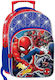 Spiderman Σχολική Τσάντα Τρόλεϊ Δημοτικού Μπλε