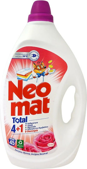 Neomat Total 4+1 Υγρό Απορρυπαντικό με Άρωμα Τριαντάφυλλο για Ευαίσθητα Ρούχα 225lt (45 Μεζούρες)